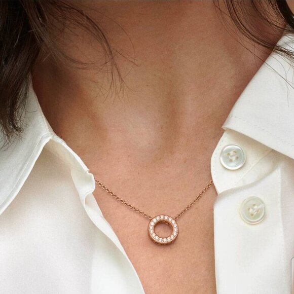 Pandora Logo Pavé Circle Collier Necklace - Picture 2 of 11